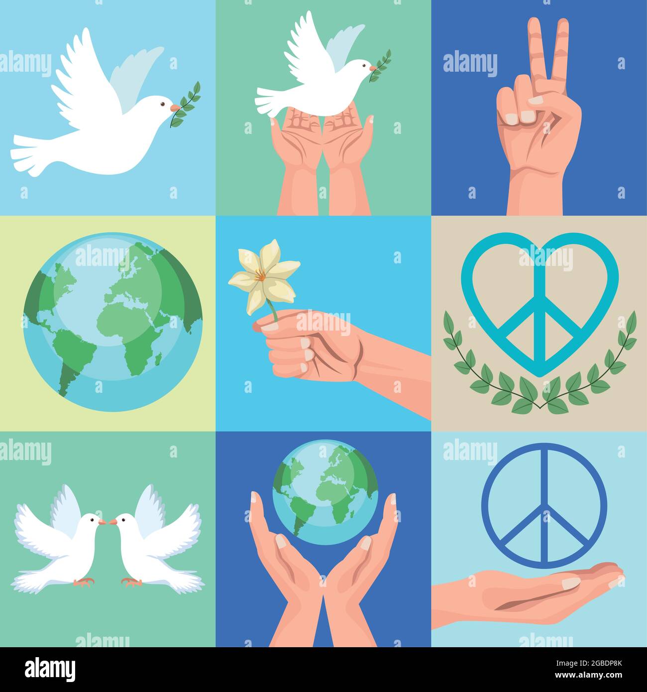 nine peace icons Stock Vector Image & Art - Alamy