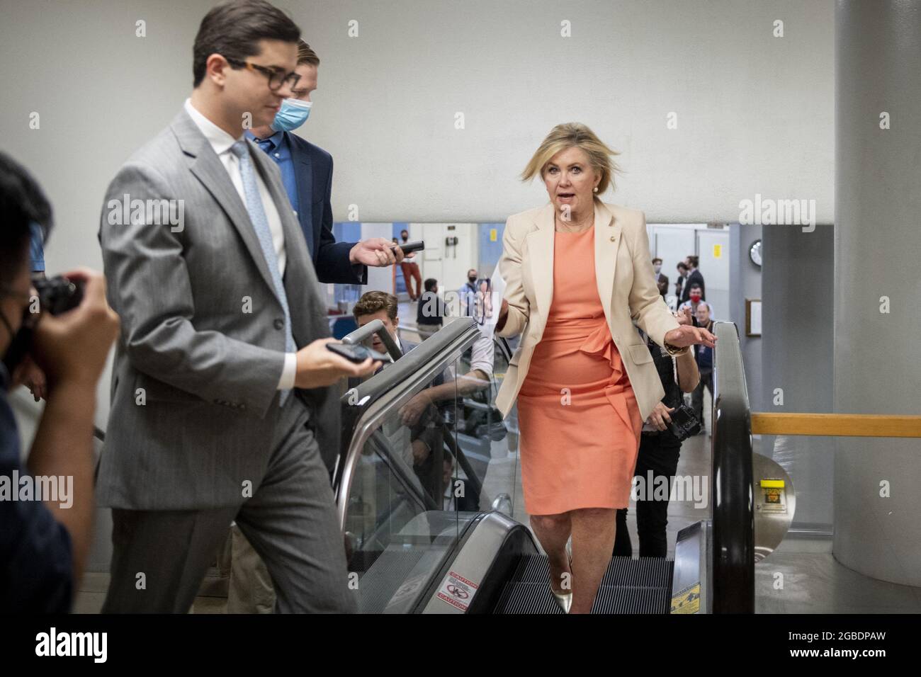 United States Senator Marsha Blackburn (Republican of Tennessee) walks through the Senate subway during a vote at the US Capitol in Washington, DC, USA, on Tuesday, August 3, 2021. Photo by Rod Lamkey / CNP/ABACAPRESS.COM Stock Photo