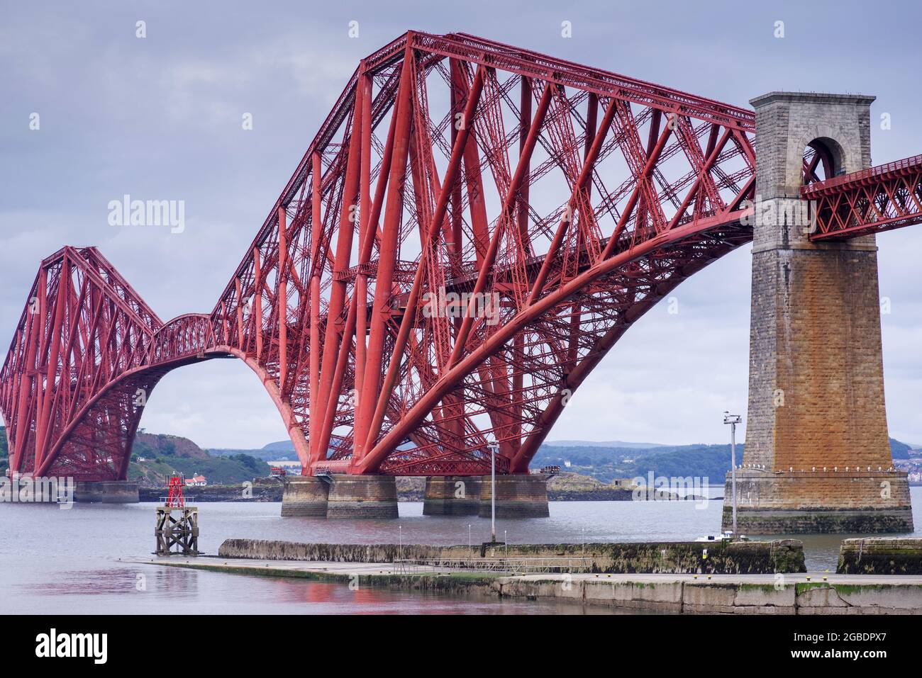 Forth Bridge (Forth Rail Bridge), seen from the south side at Queensferry - Scotland, UK Stock Photo