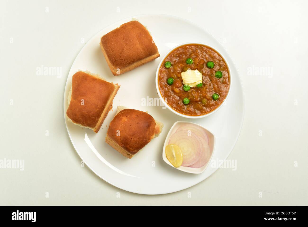 Pav Bhaji In Plate Famous Maharashtrian Food Stock Photo