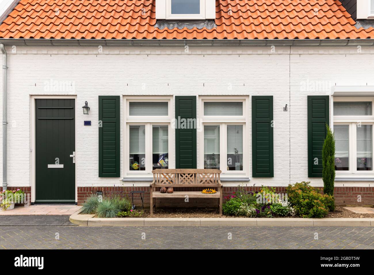 Thorn, The Netherlands, June 24th 2021. White modern houses with an
