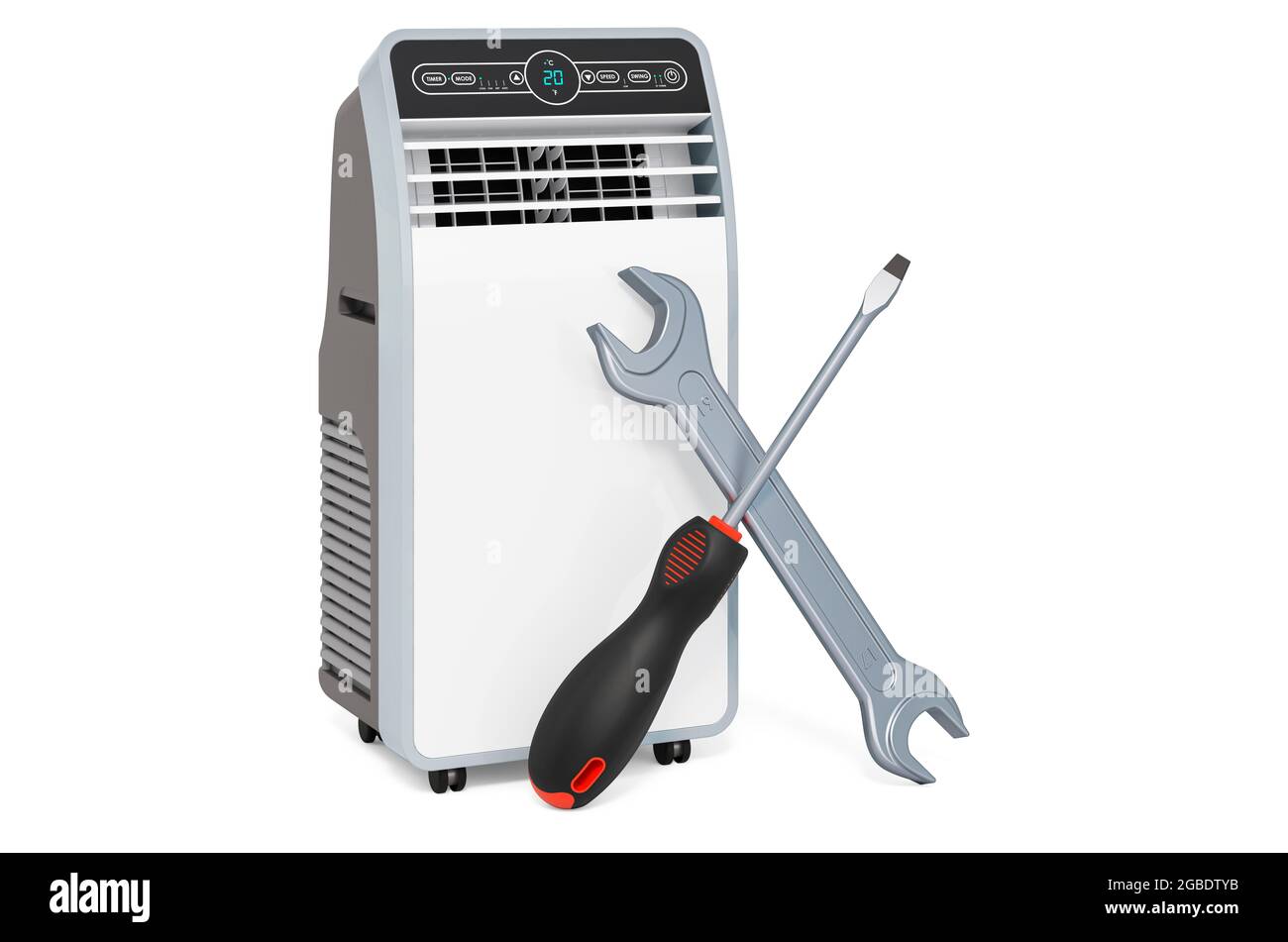 Repair and service of portable air conditioners concept, 3D rendering ...