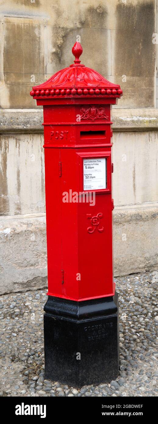 Victorian Red Pillar Box Cambridge Stock Photo