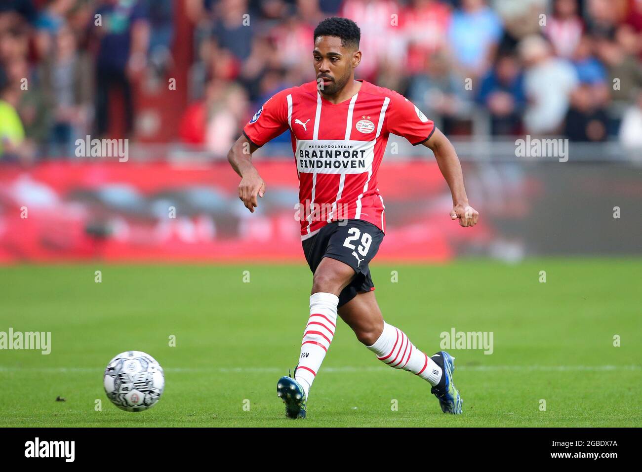 EINDHOVEN, NETHERLANDS - AUGUST 3: Philipp Mwene of PSV Eindhoven during  the UEFA Champions League - Third qualifying round match between PSV and FC  Midtjylland at Philips Stadium on August 3, 2021