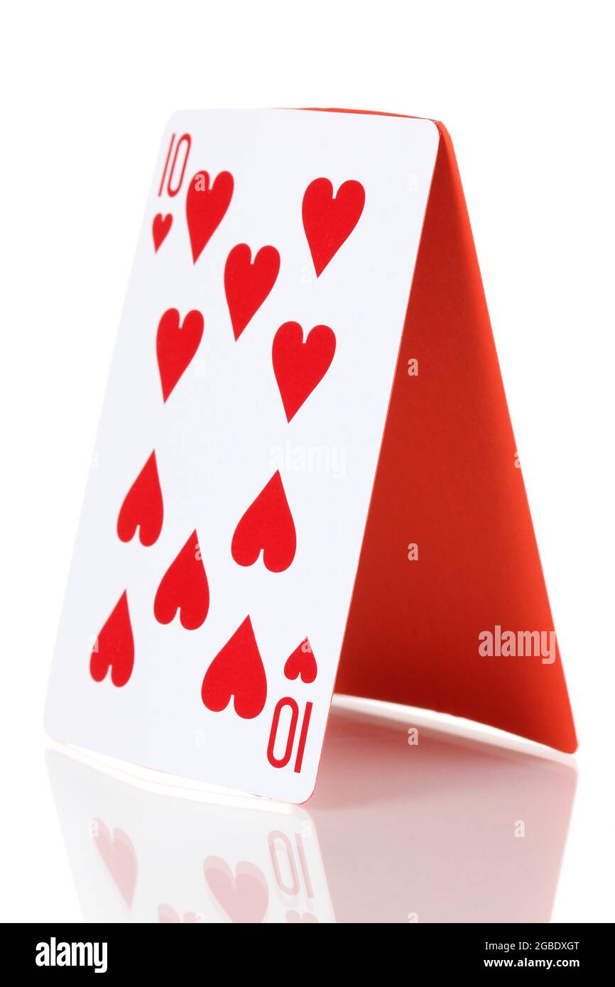 Card house isolated on white Stock Photo Alamy