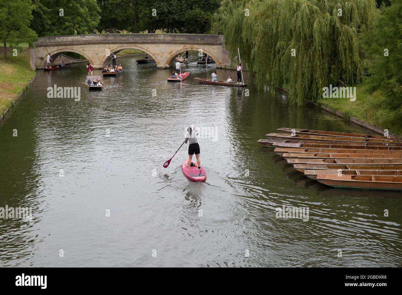 Paddle Board Punts The Backs River Cam Cambridge Stock Photo