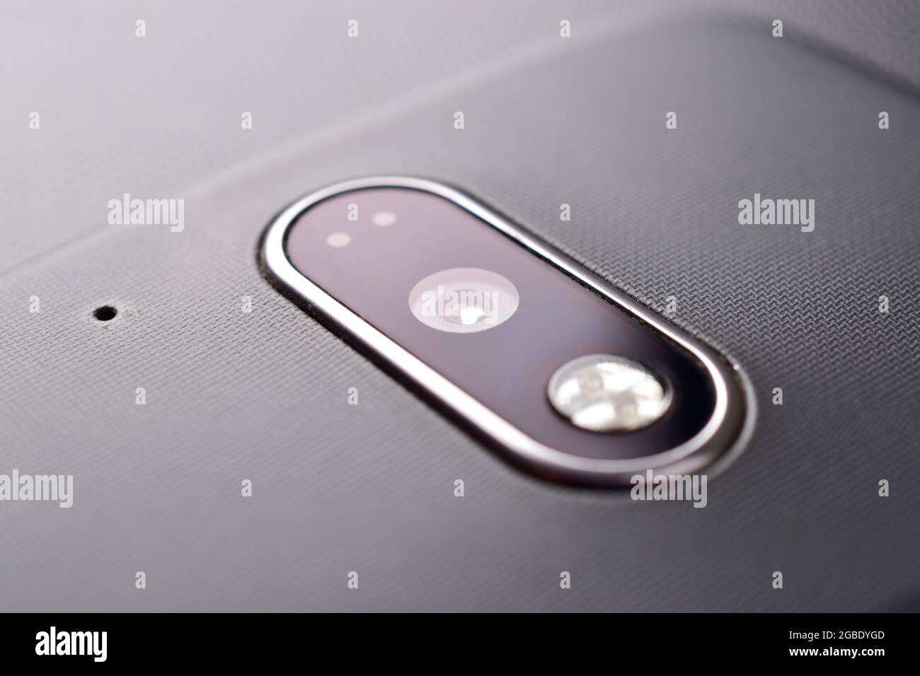 smart phone camera with microphone, macro, selective focus Stock Photo