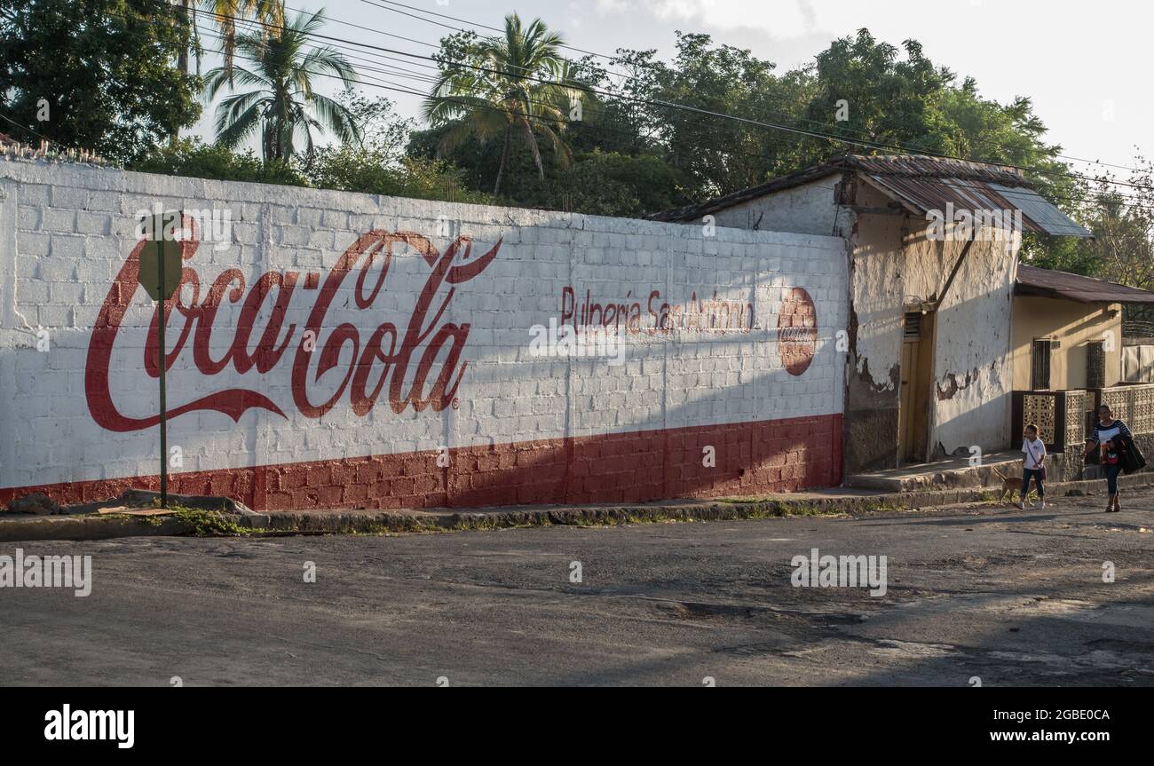 Coca-Cola logo on an old wall in Grenada, Nicaragua, Stock Photo