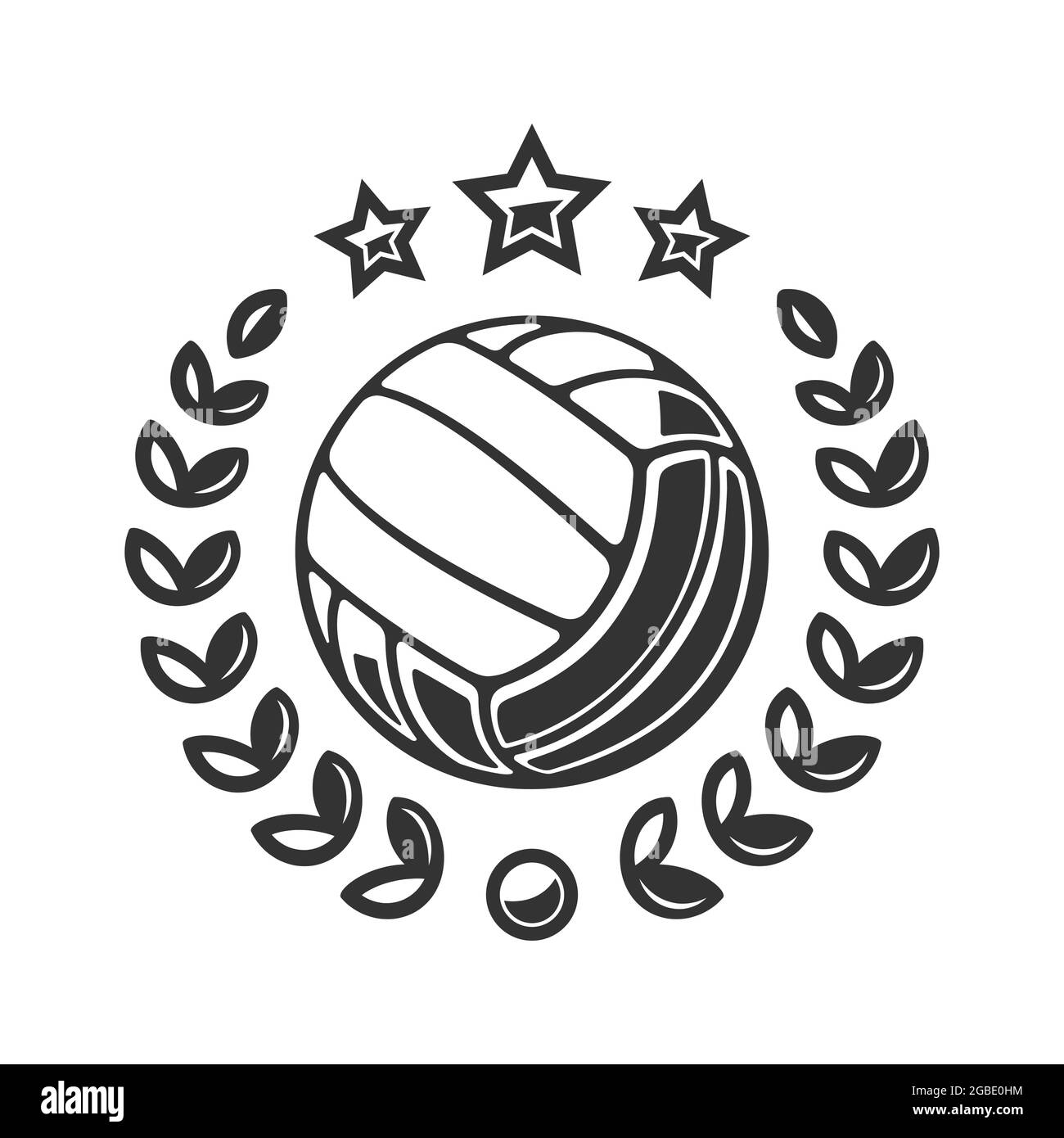 Emblem of a volleyball ball. Volleyball tournament vector logo. Isolated on a white background Stock Vector
