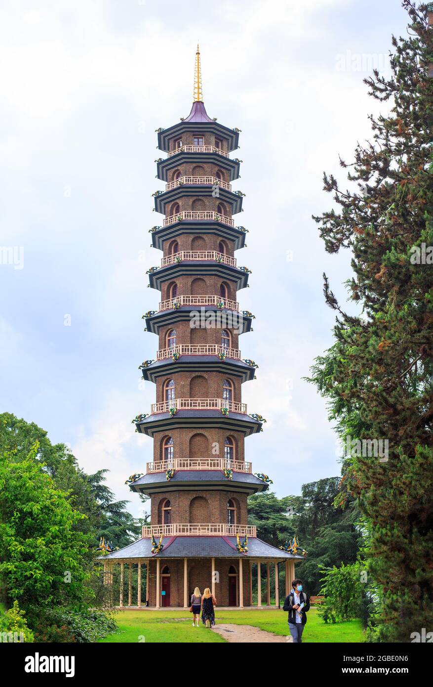 Kew Gardens, London, 2021. The Great Pagoda is a 10 storey tower which