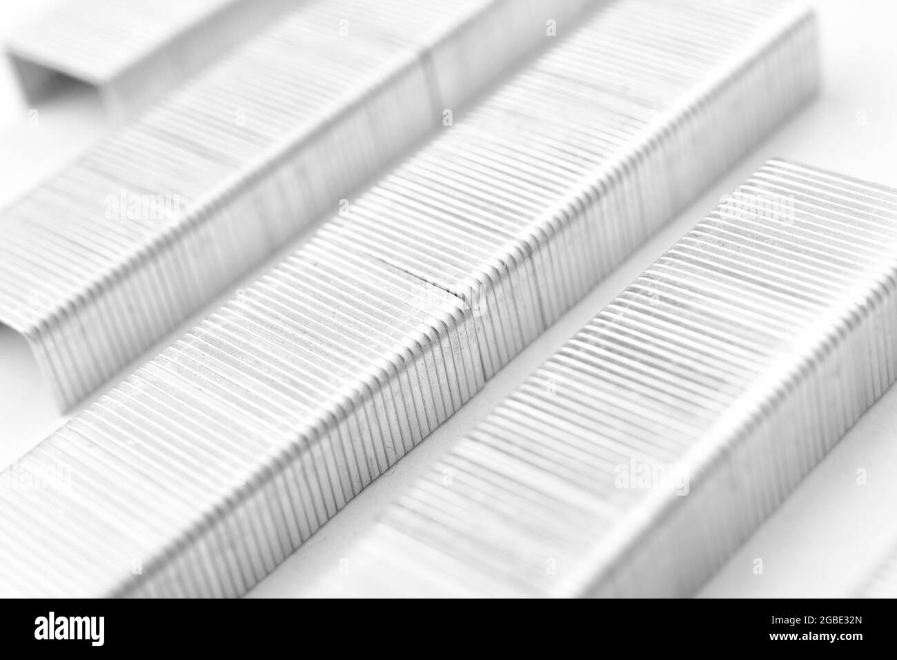 macro image of stapler pins Stock Photo