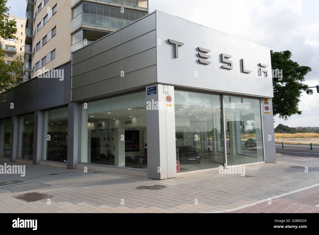 Valencia, Spain July 24, 2021 Tesla, a company specialized in