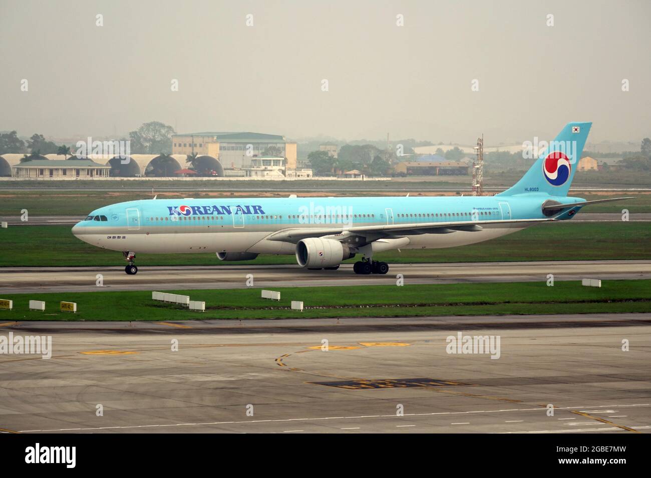 Korean Air (is the largest airline of Korea), Airbus A330-300 airplane Stock Photo