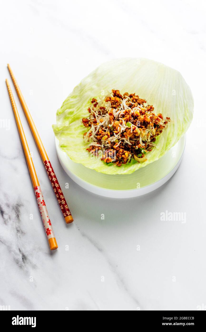 Pork Yuk Sung, Chinese Lettuce Wraps, Traditional Meal in China