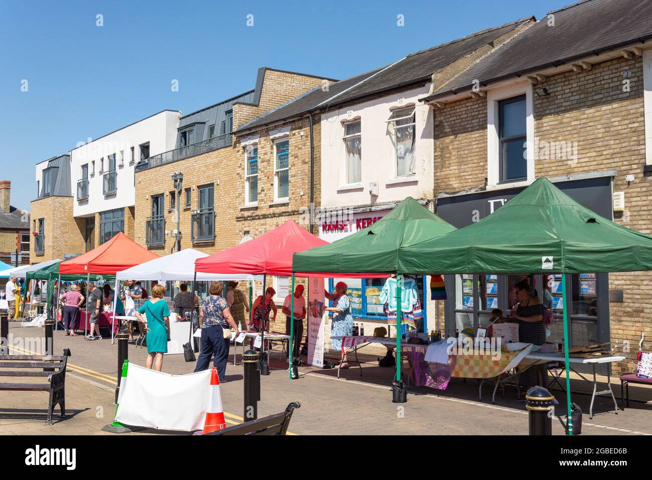 Street market stalls, Great Whyte, Ramsey, Cambridgeshire, England, United Kingdom Stock Photo
