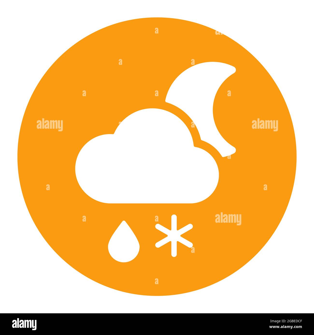 Cloud with snow and rain moon glyph icon. Meteorology sign. Graph ...