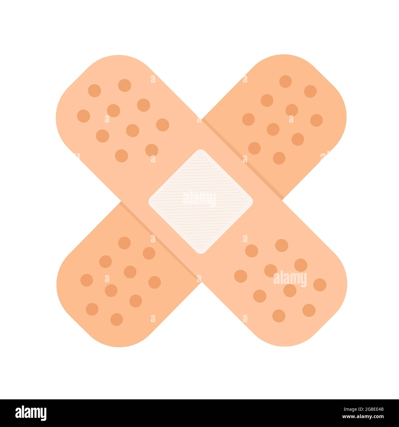 Sticking plaster icon, crossed adhesive bandage or band aid - flat design illustration, isolated, white background Stock Photo
