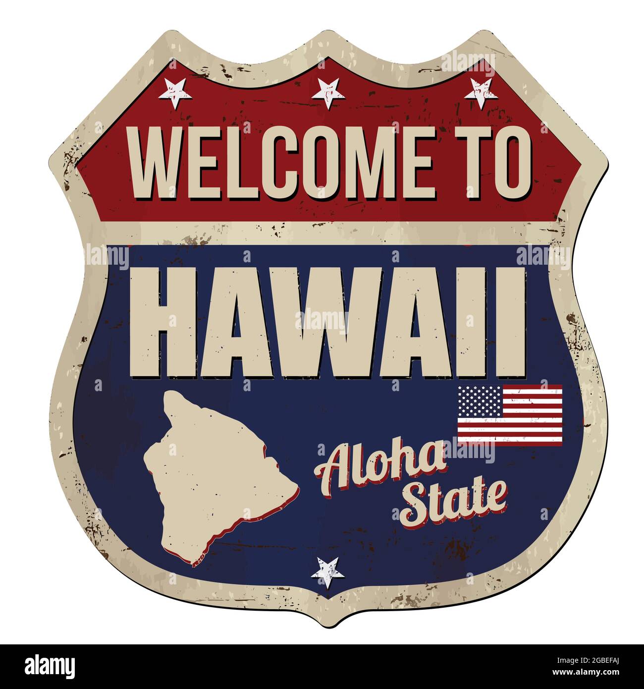 Welcome To Hawaii Vintage Rusty Metal Sign On A White Background
