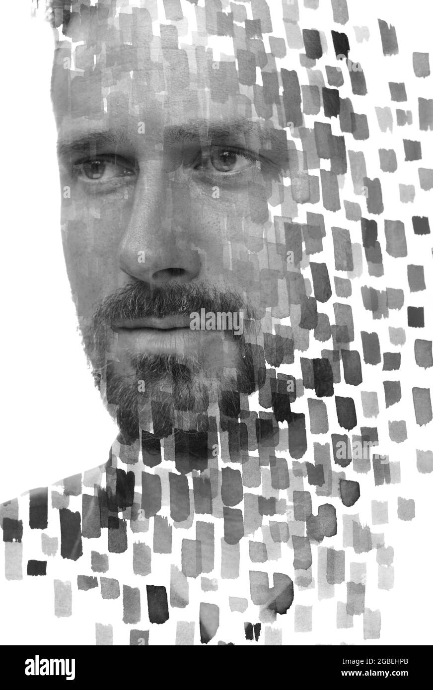 A falling into pieces portrait of man Stock Photo Alamy