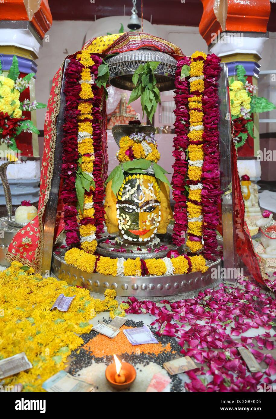 Beawar, India. 02nd Aug, 2021. Sculpture of Lord Shiva decorated ...