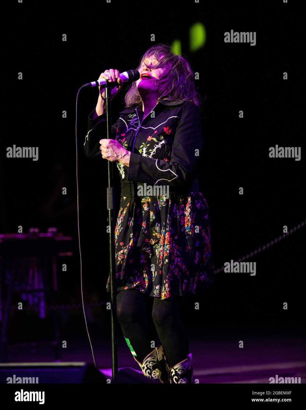 August 1, 2021, Costa Mesa, California, USA: EXENE CERVENKA of X at