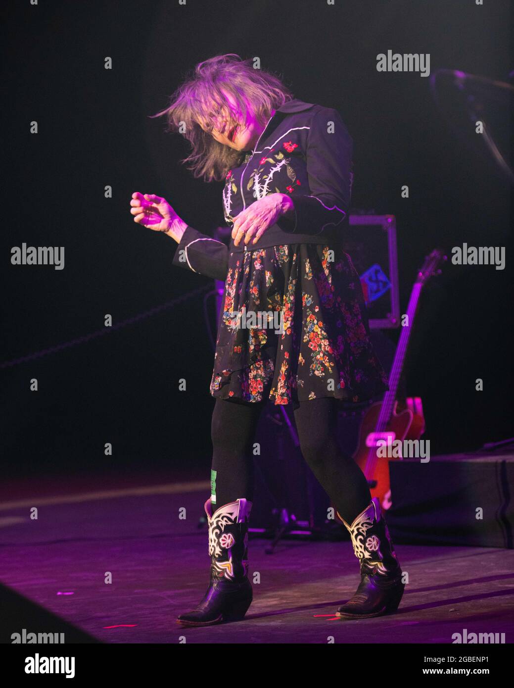 August 1, 2021, Costa Mesa, California, USA: EXENE CERVENKA of X at