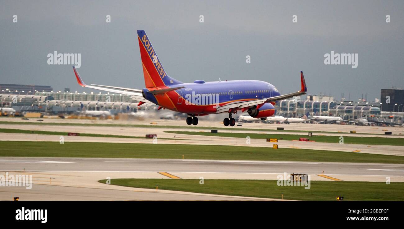 CHICAGO, UNITED STATES Jul 18, 2021 A Southwest Airlines flight