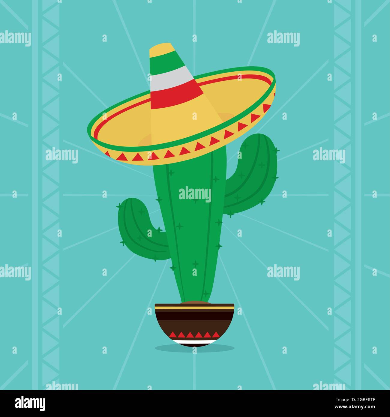 cactus with mexican hat illustration Stock Vector Image & Art - Alamy
