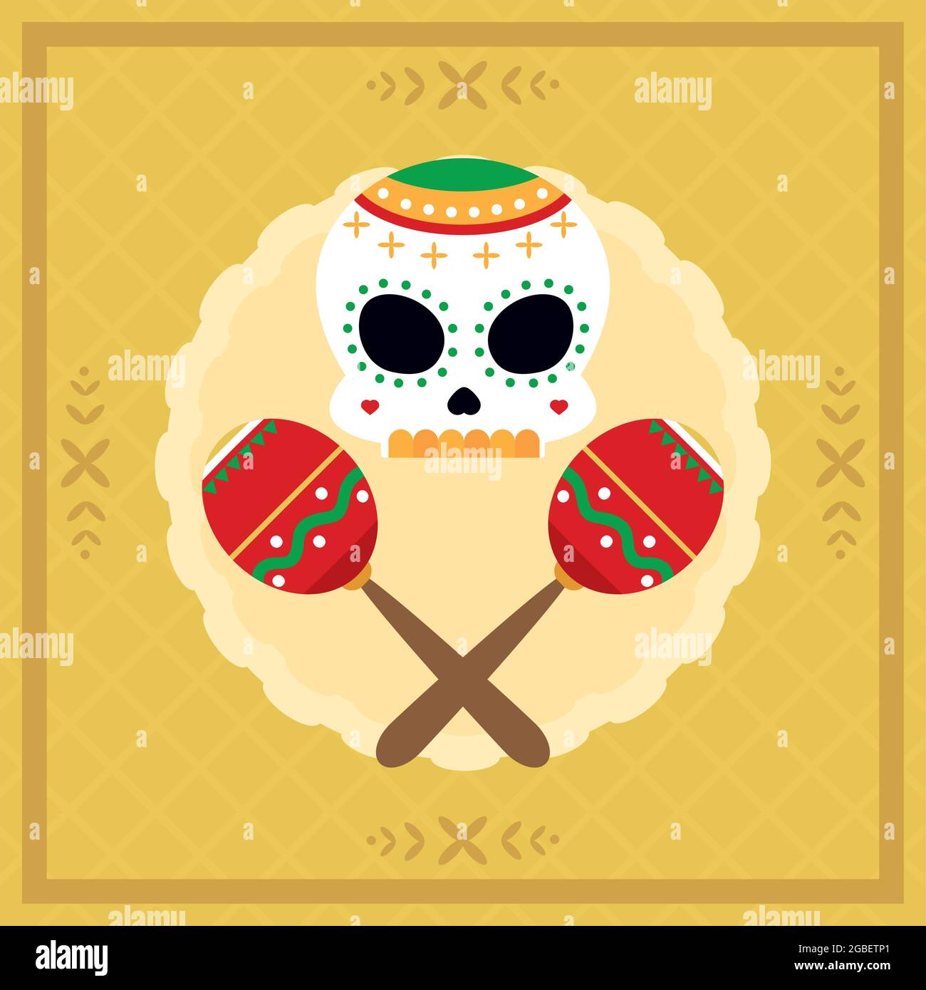 Mexican illustration with skull and maracas Stock Vector Image & Art ...