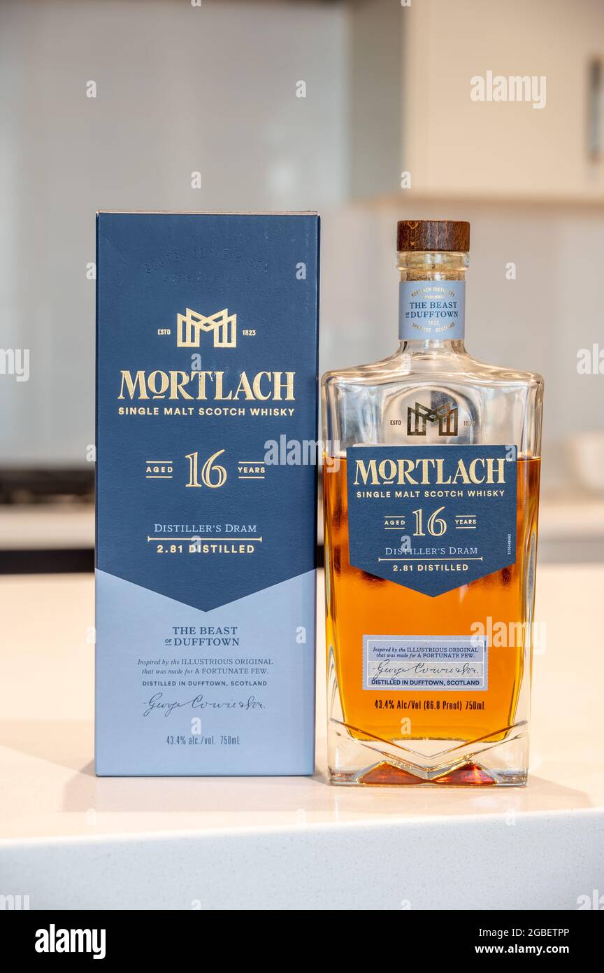 Calgary, Alberta july 29, 2021 Bottle of Mortlach single malt scotch
