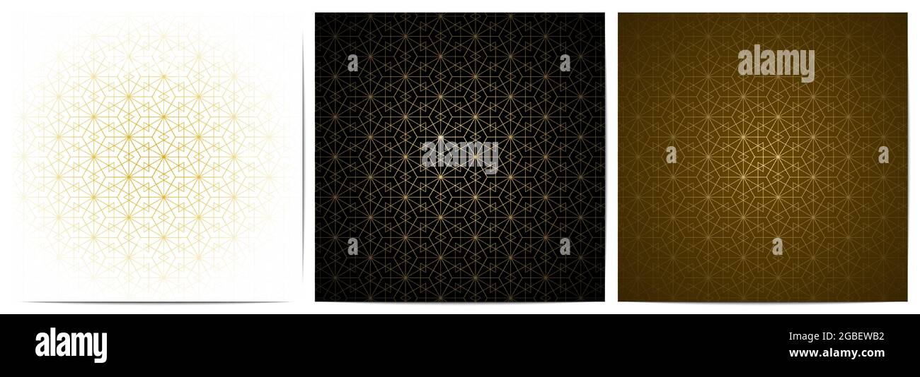 Set of abstract geometric seamless pattern with golden lines.Luxury of ...