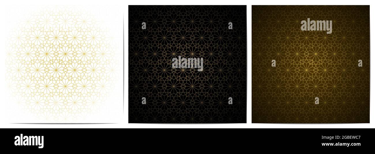 Set of abstract geometric seamless pattern with golden lines.Luxury of ...