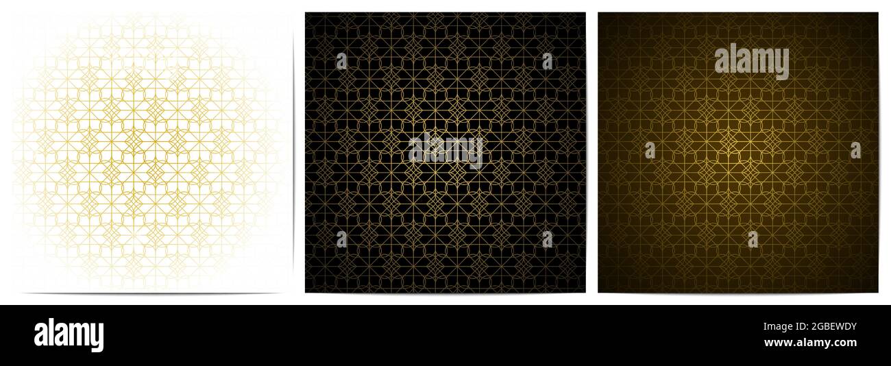 Set of abstract geometric seamless pattern with golden lines.Luxury of ...