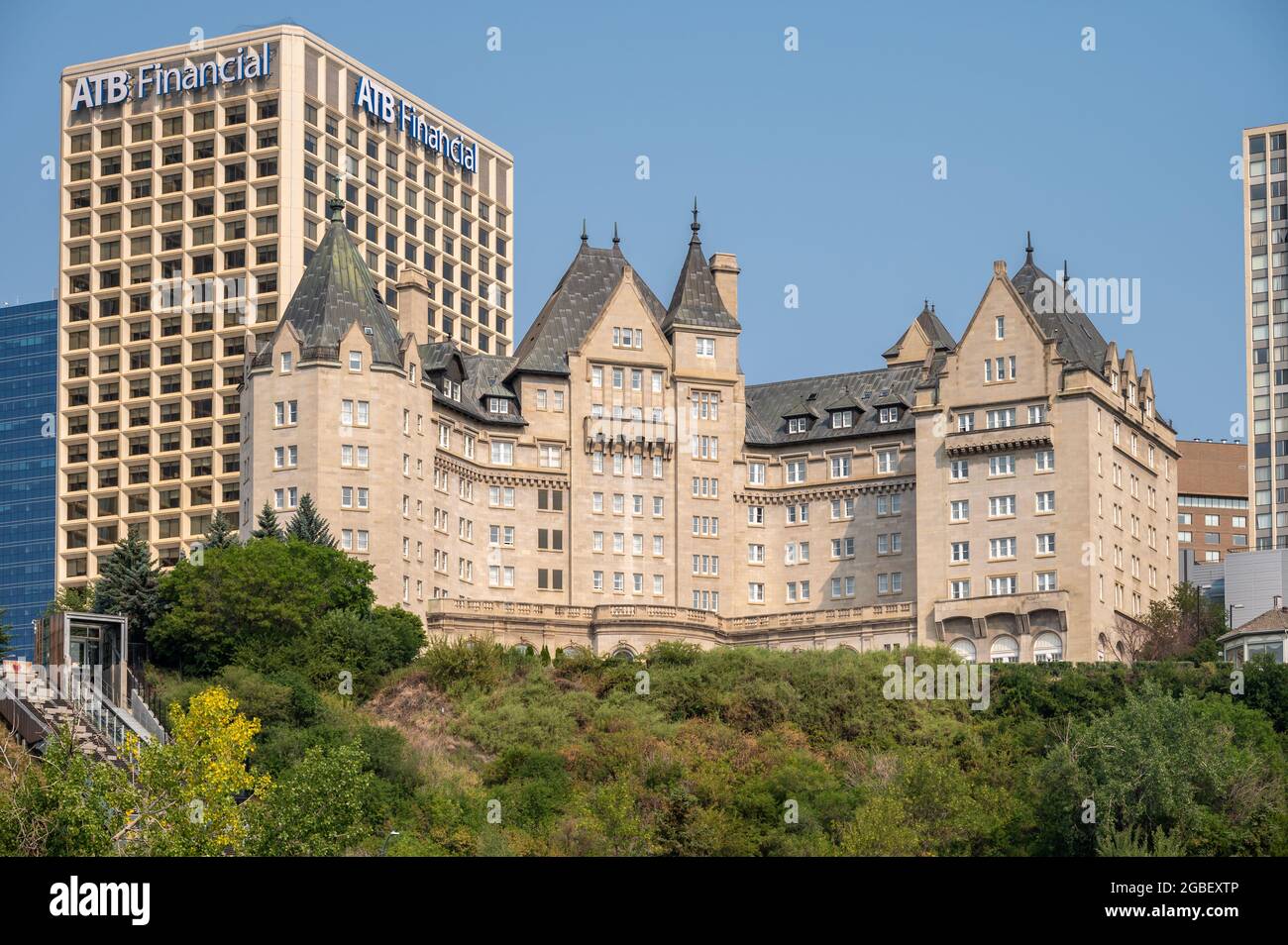Edmonton, Alberta - July 30, 2021: View of the Hotel Macdonald in edmonton. Stock Photo