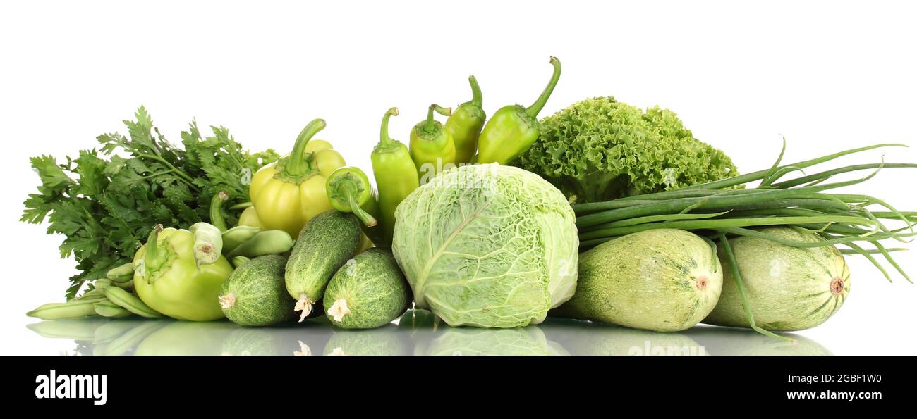 fresh green vegetables isolated on white Stock Photo - Alamy