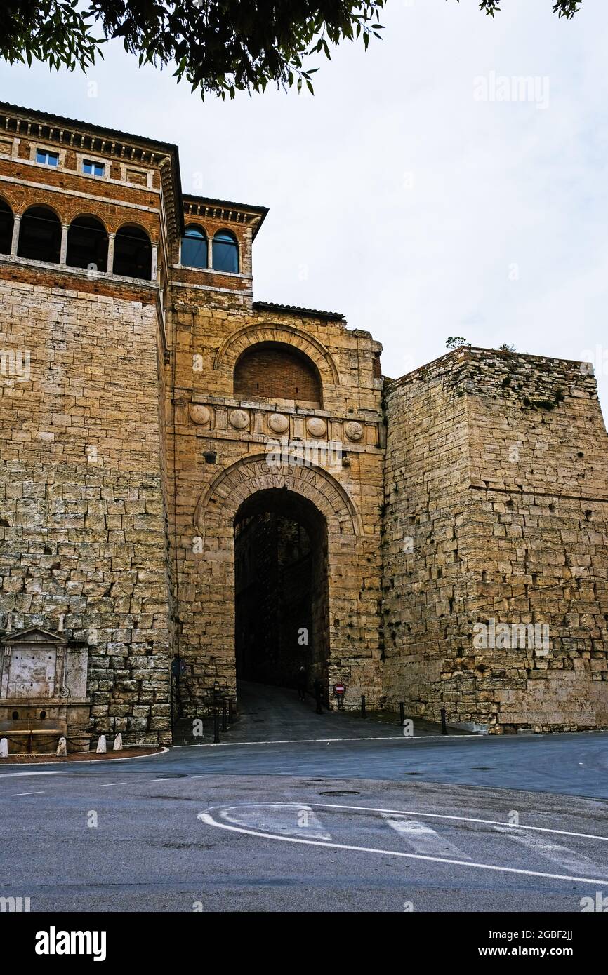 The Etruscan Gate also known as the Augustus Gate in Perugia Italy Stock Photo
