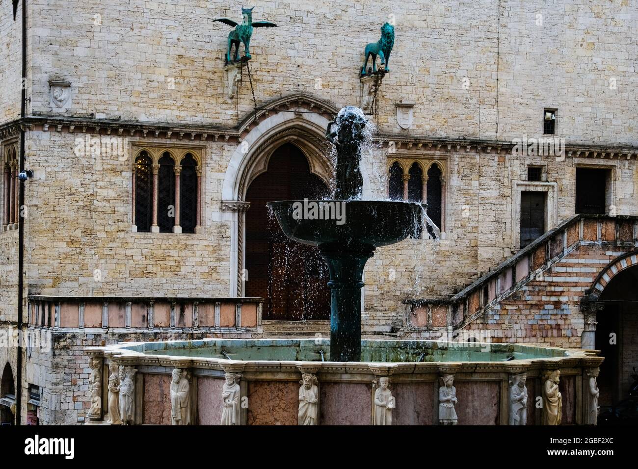 The Fontana Maggiore fountain in Perugia Italy Stock Photo