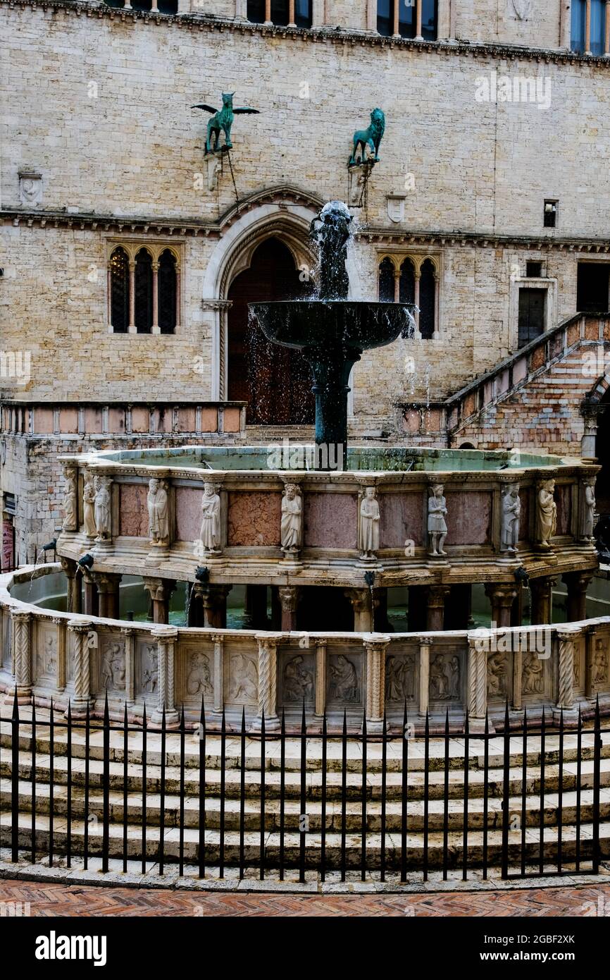 The Fontana Maggiore fountain in Perugia Italy Stock Photo