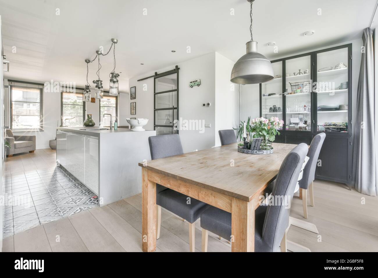 Interior design of bright and beautiful dining room Stock Photo - Alamy