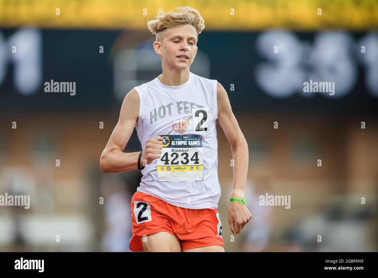 August 3, 2021 Micah Blomker competes in the Boys 1500 Meter Run 11