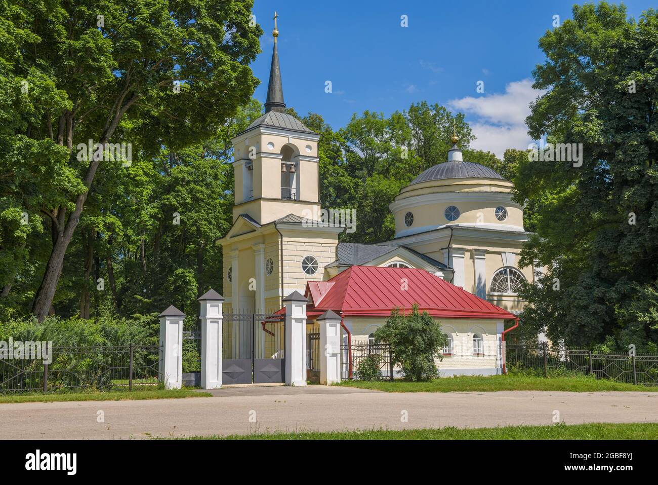 SPASSKOE-LUTOVINOVO, RUSSIA - JULY 06, 2021: Church of the Transfiguration of the Savior in the estate of the mother of the Russian classic I.S. Turge Stock Photo