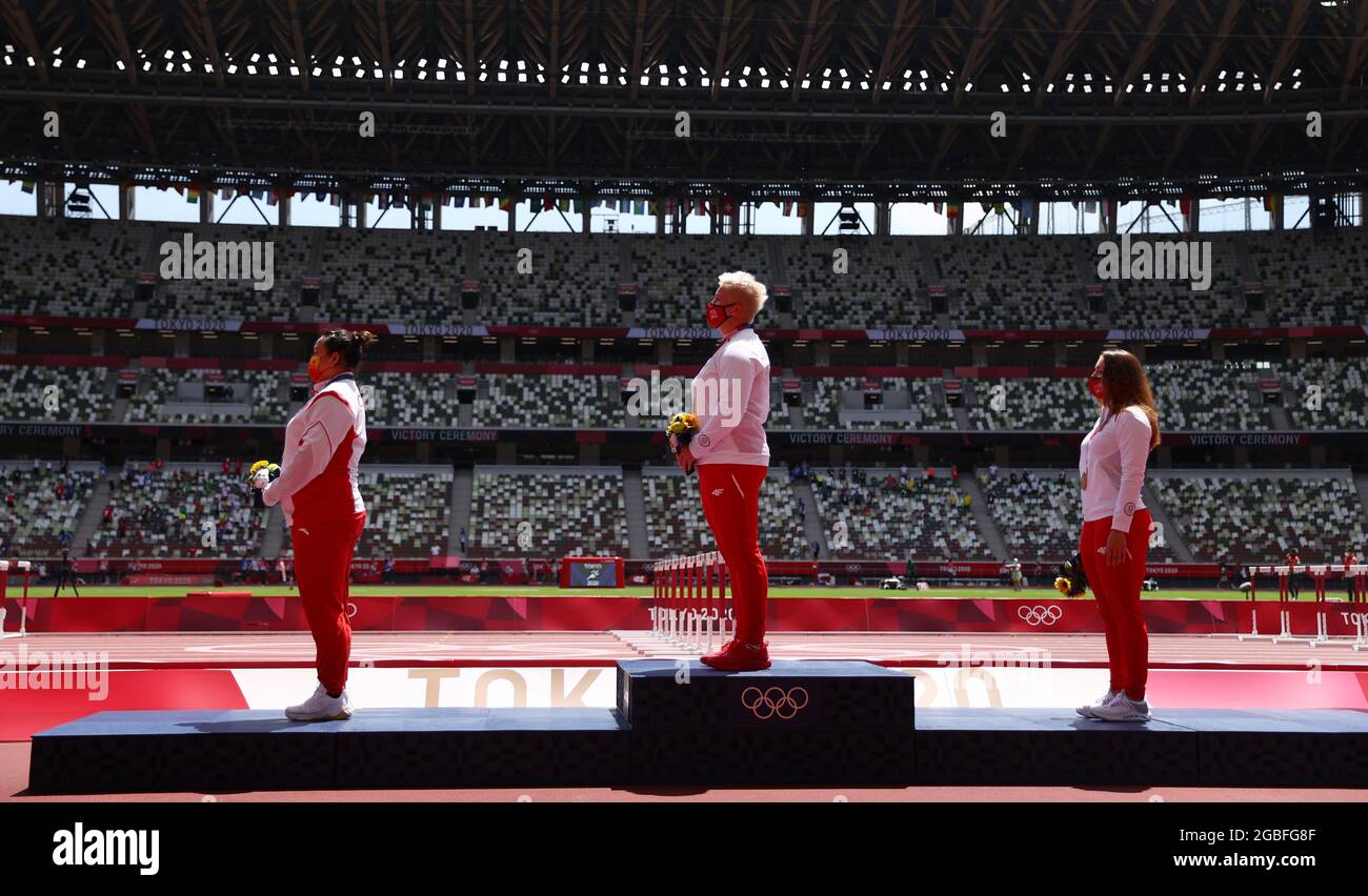 Tokyo 2020 Olympics Athletics Women's Hammer Throw Medal Ceremony