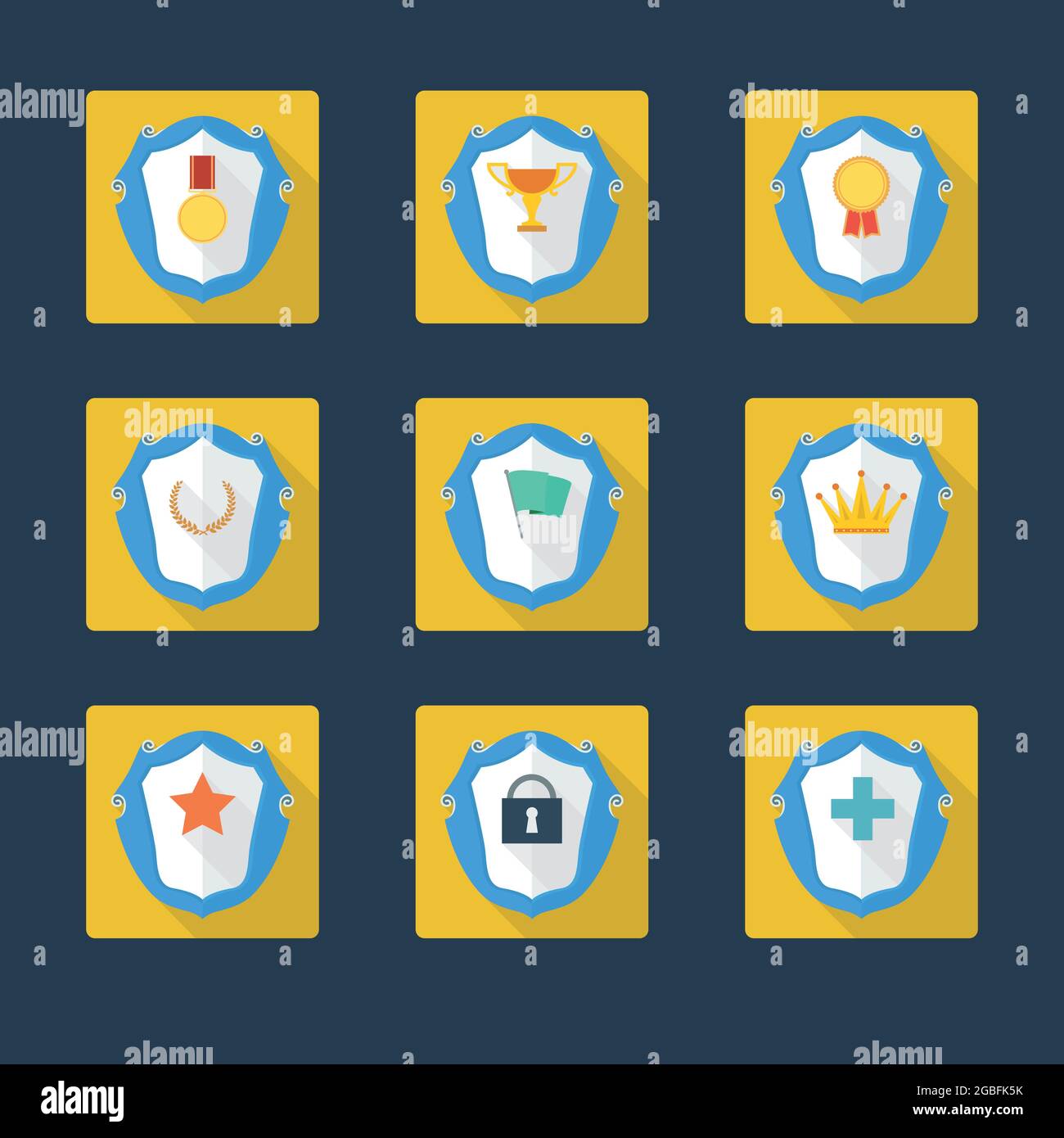 Trophy and awards icons in flat design style Stock Vector