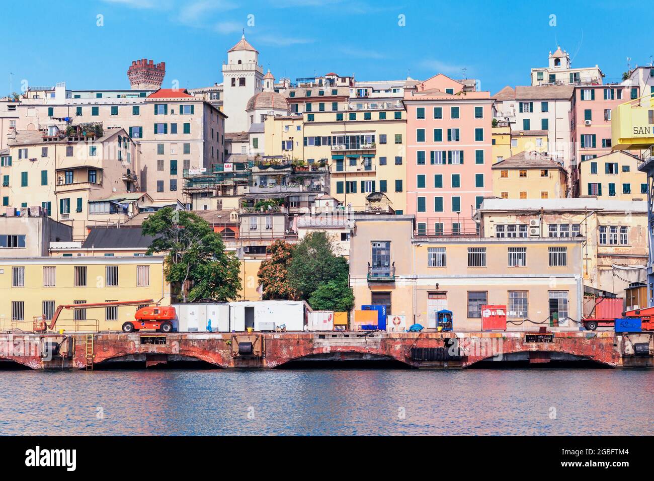 Historic district and harbour view, Genoa, Liguria, Italy, Stock Photo