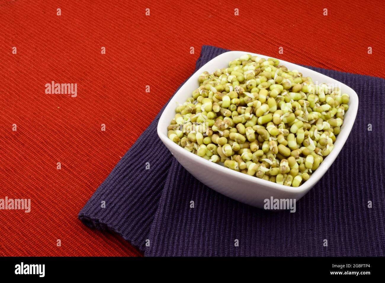 Sprouts Mung Bean In Bowl On Placemat Stock Photo