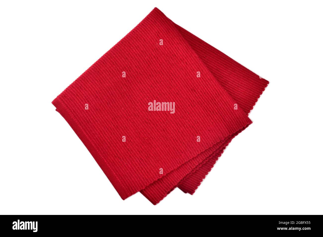 Red Cotton Placemat isolated On White Background With Clipping Path