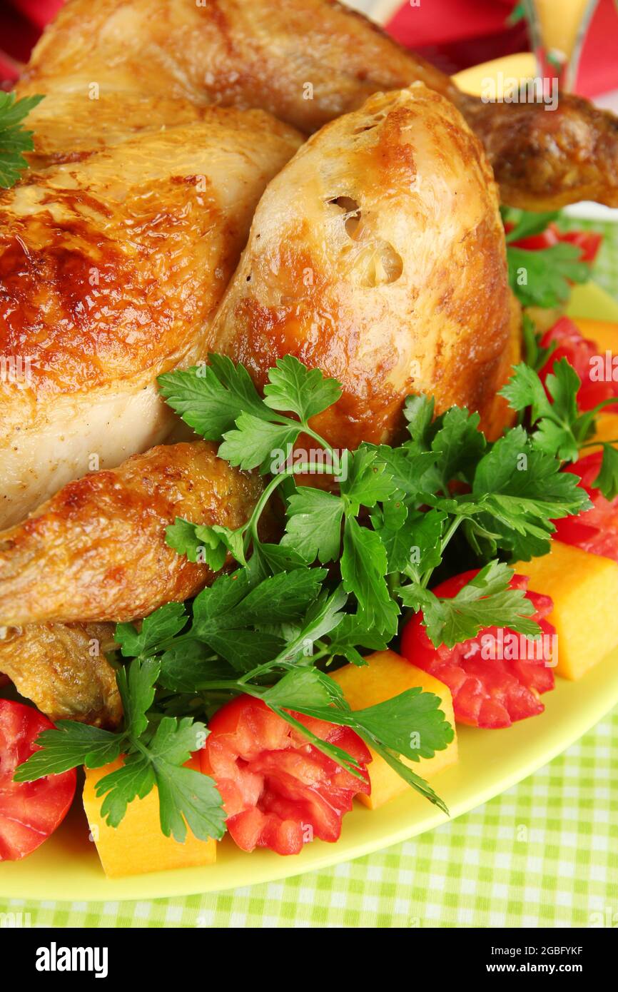 roasted chicken close-up. Thanksgiving Day Stock Photo - Alamy