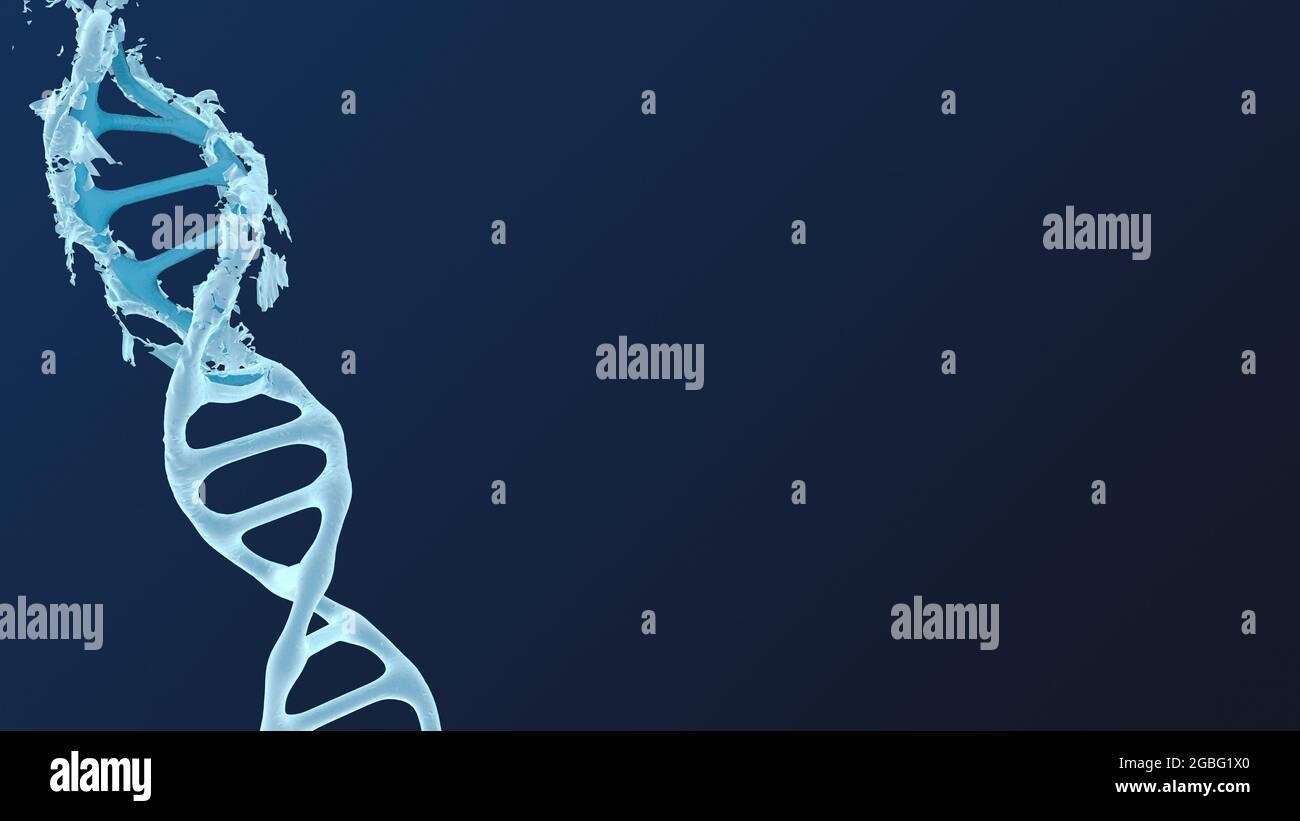 3D rendering of a DNA molecule on a dark blue background Stock Photo ...