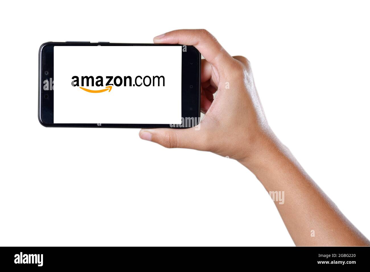 Mumbai Indian December 1 18 Hand Holding Smartphone Showing Amazon Com Isolated On White Background Stock Photo Alamy Mumbai Indian December 1 18 Hand Holding Smartphone Showing Amazon Com Isolated On White Background Stock Photo Alamy