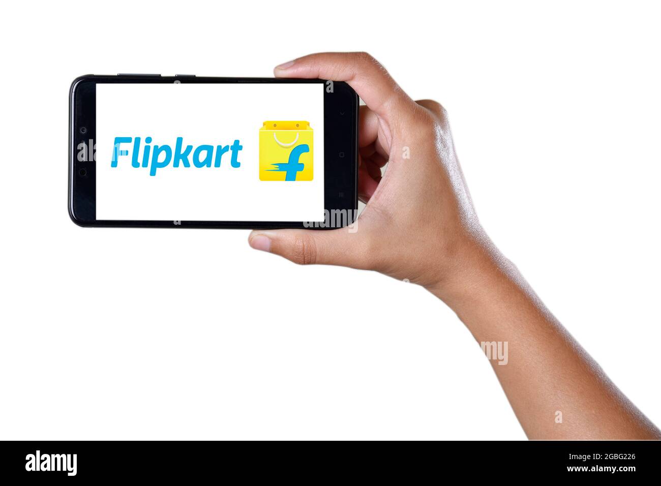 Mumbai , Indian- December 1 2018:Flipkart Application Logo On Smartphone Isolated On White Background With Clipping Path Stock Photo